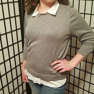 Cable & Gauge Grey & White Blouse